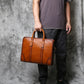 Genuine Leather Men Briefcase Handmade Unique Style Natural Cowhide Vintage Casual Computer Bag Fashion Crossbody Bag For 15 Inch Laptops