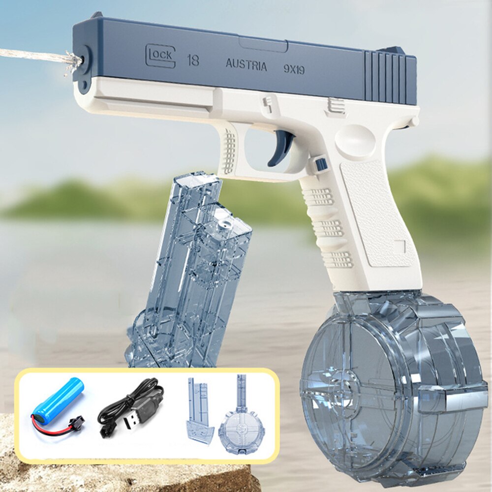 Electric Water Storage Gun Pistol Shooting Toy - Portable Summer Beach Outdoor Fun