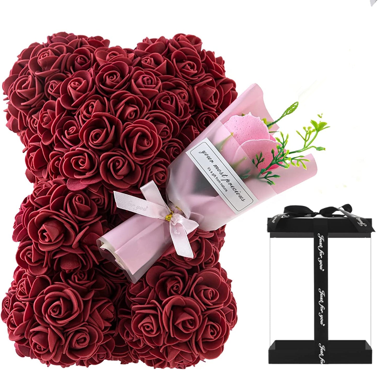 25cm Rose Bear in Gift Box