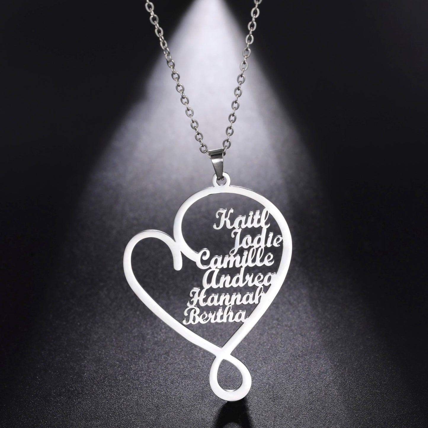 Stainless Steel Love Heart Custom Name Necklace