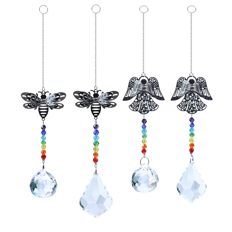 Crystal Sun Prisms Solar Hummingbird Owl Wind Chimes - Delight in the Enchanting Harmony of Nature's Beauty