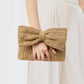 Straw Woven Summer Clutch Bag for Women – Bow Accent, Luxury Design Evening Handbag for Parties, Banquets, and Beach Vacations