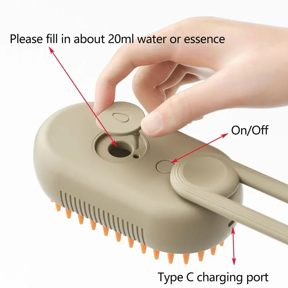 Cat Hair Grooming Steam Brush Rechargeable