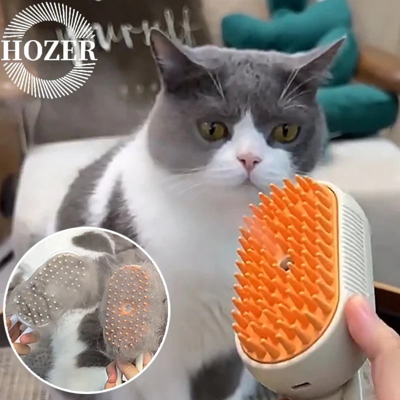 Cat Hair Grooming Steam Brush Rechargeable