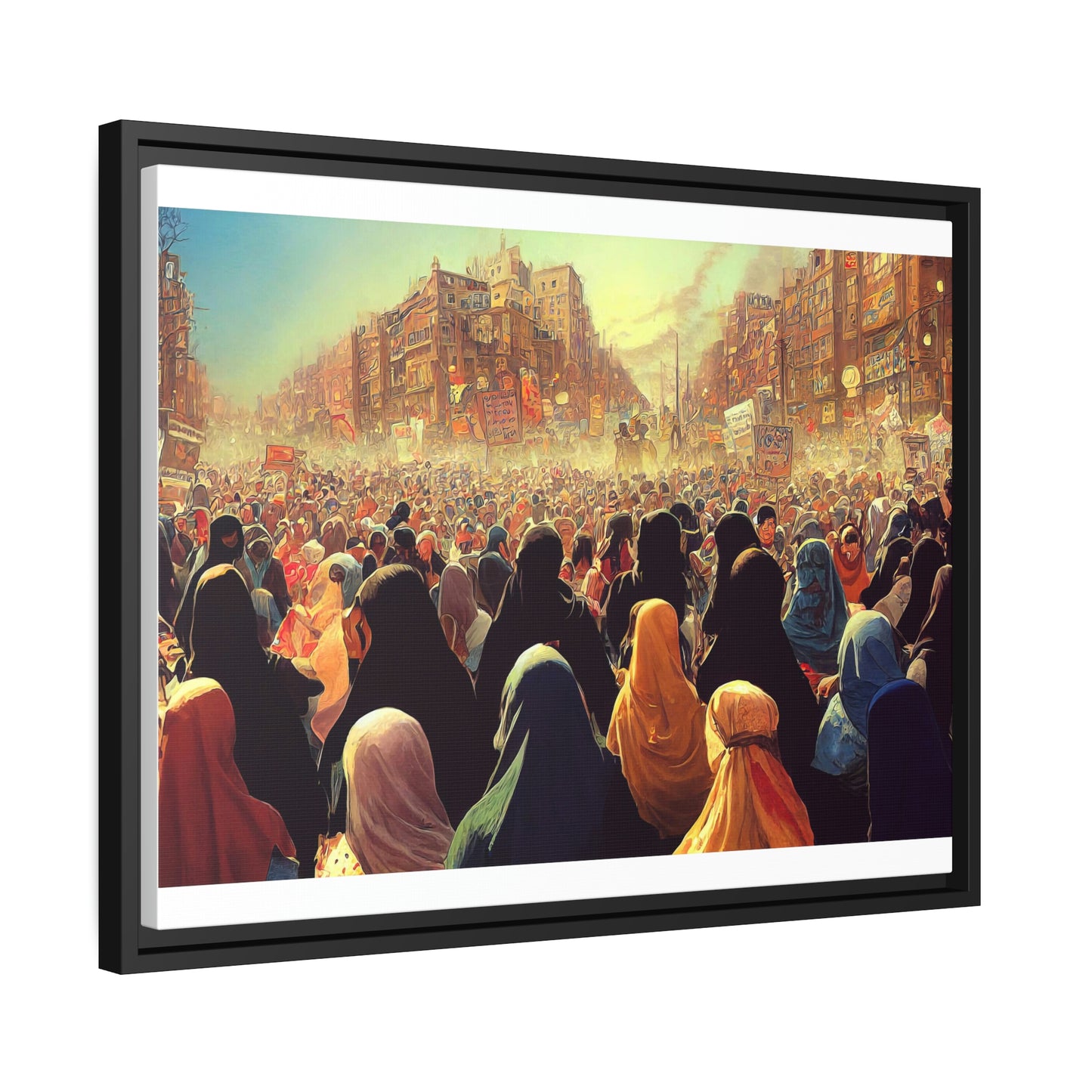 Framed canvas abstract illustration of women's freedom protests in iran Wall Art