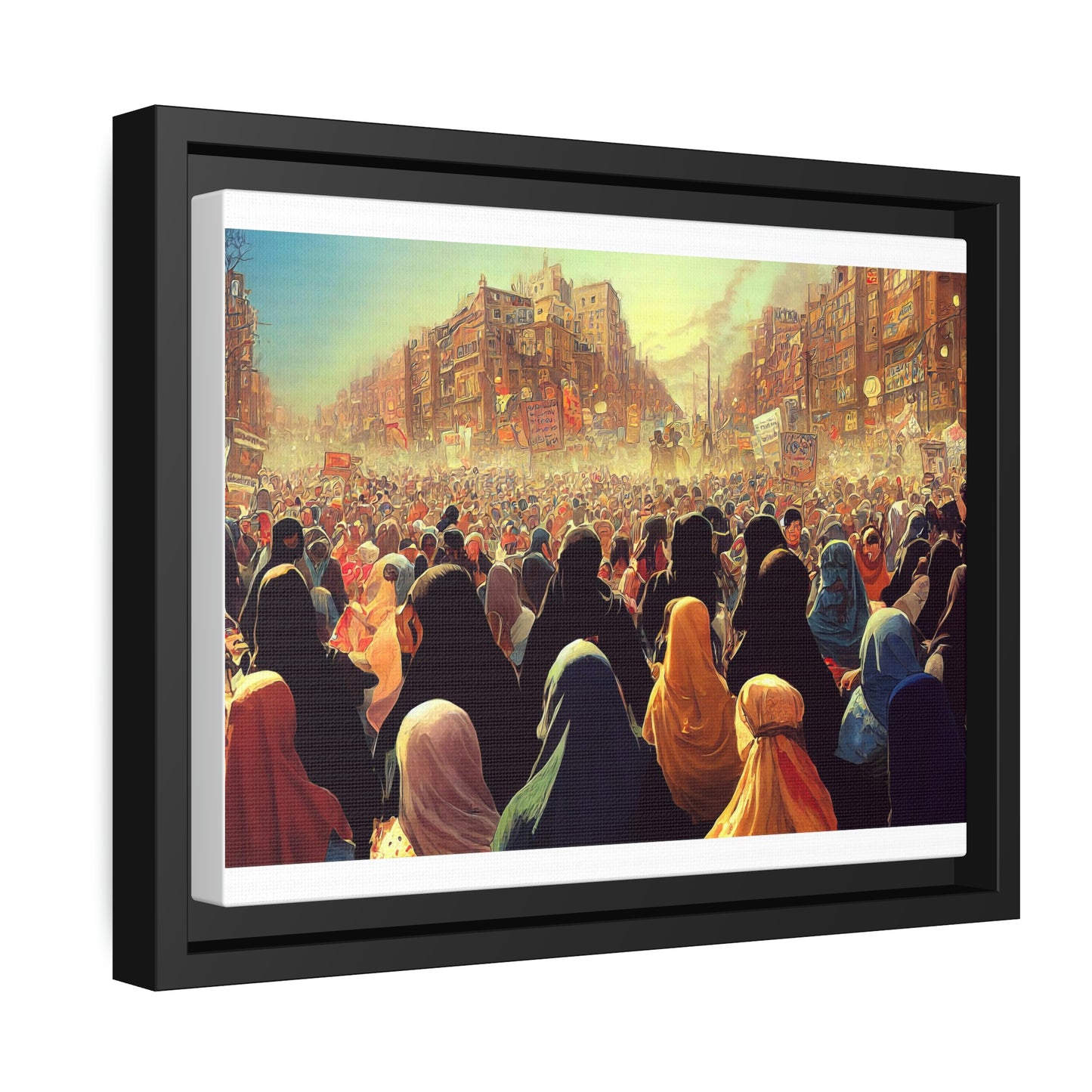 Framed canvas abstract illustration of women's freedom protests in iran Wall Art