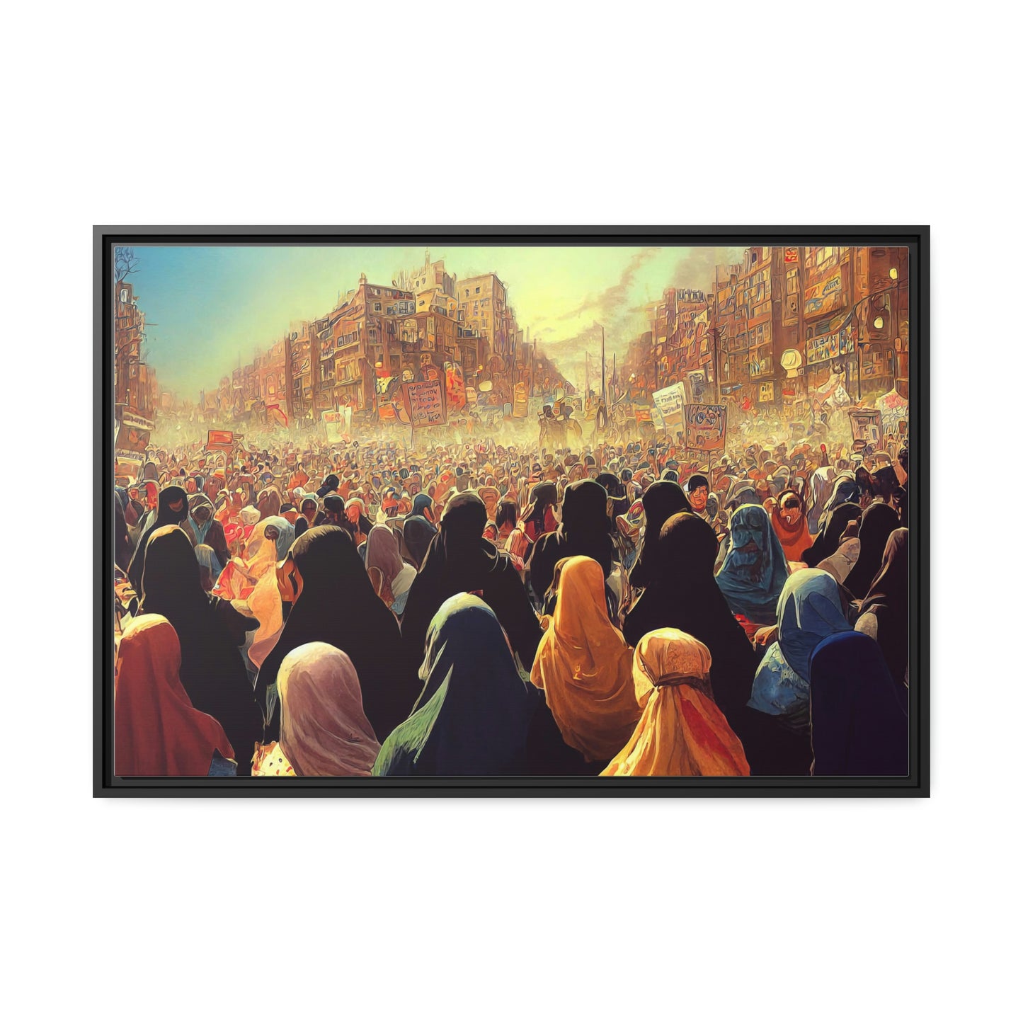 Framed canvas abstract illustration of women's freedom protests in iran Wall Art