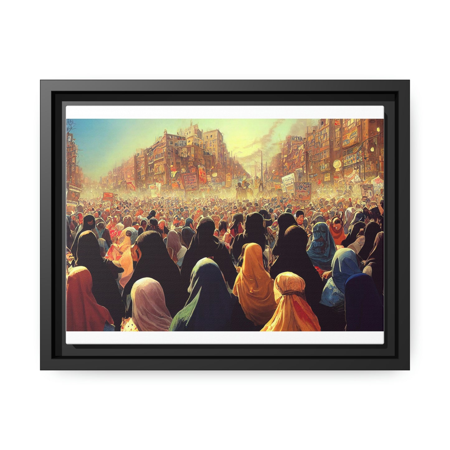 Framed canvas abstract illustration of women's freedom protests in iran Wall Art