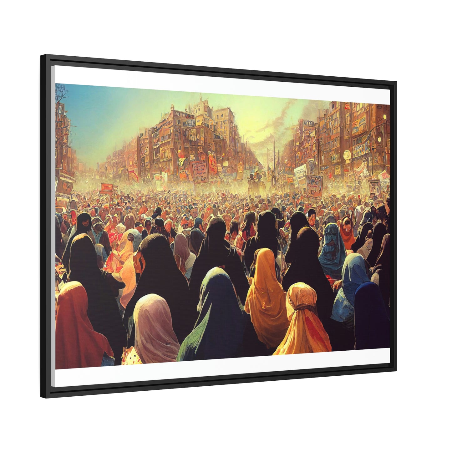 Framed canvas abstract illustration of women's freedom protests in iran Wall Art