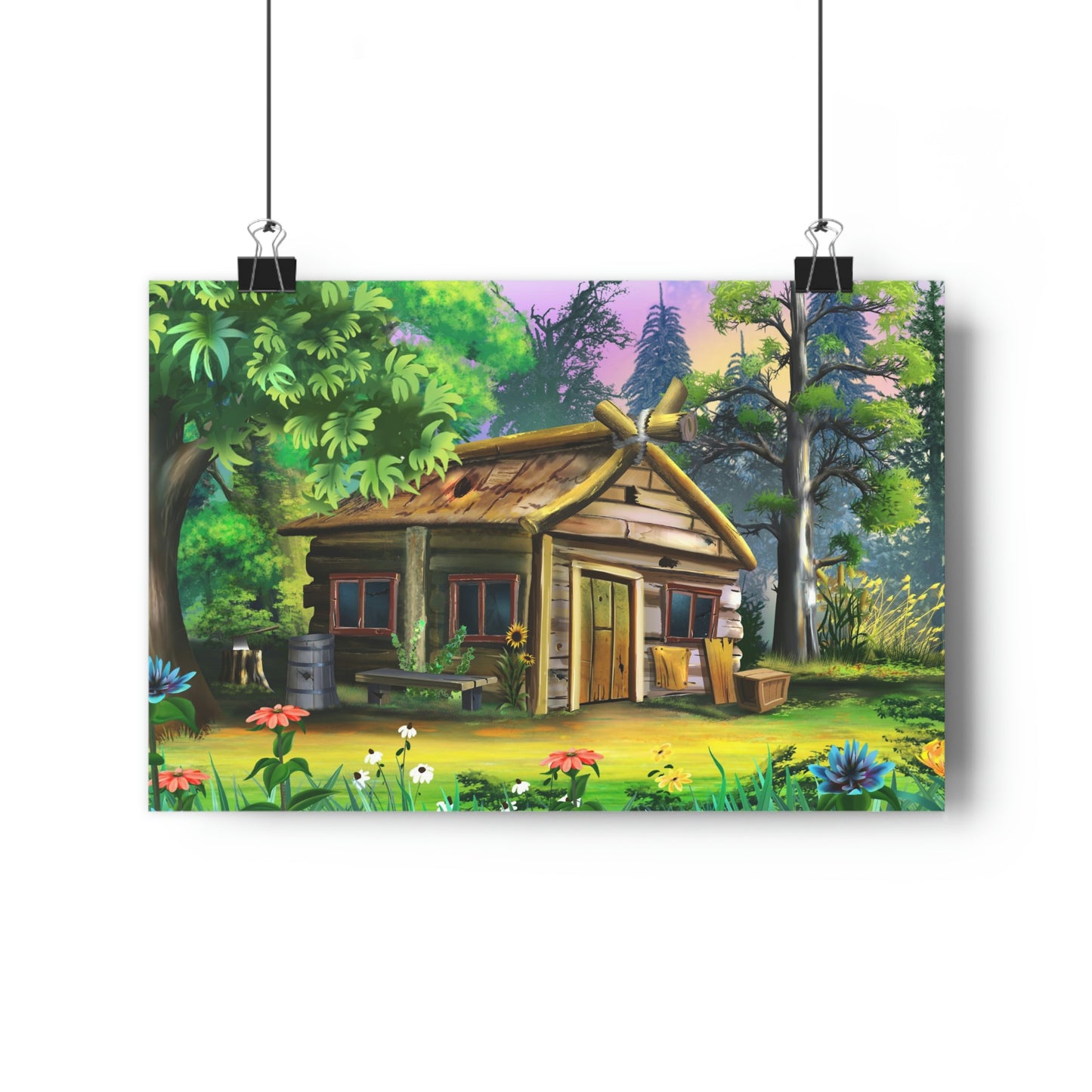 Old rickety wooden house in the village - Giclée Art Print