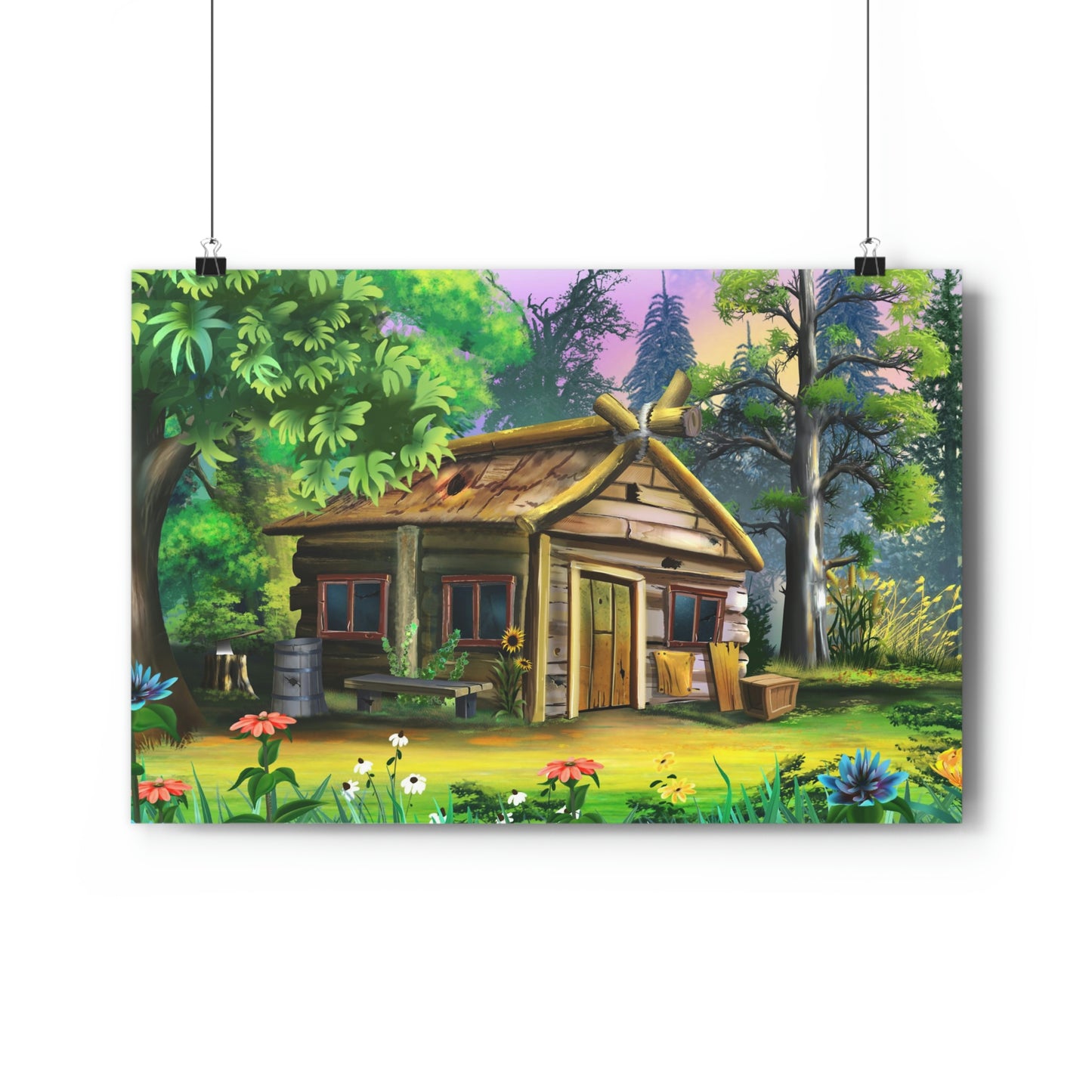 Old rickety wooden house in the village - Giclée Art Print