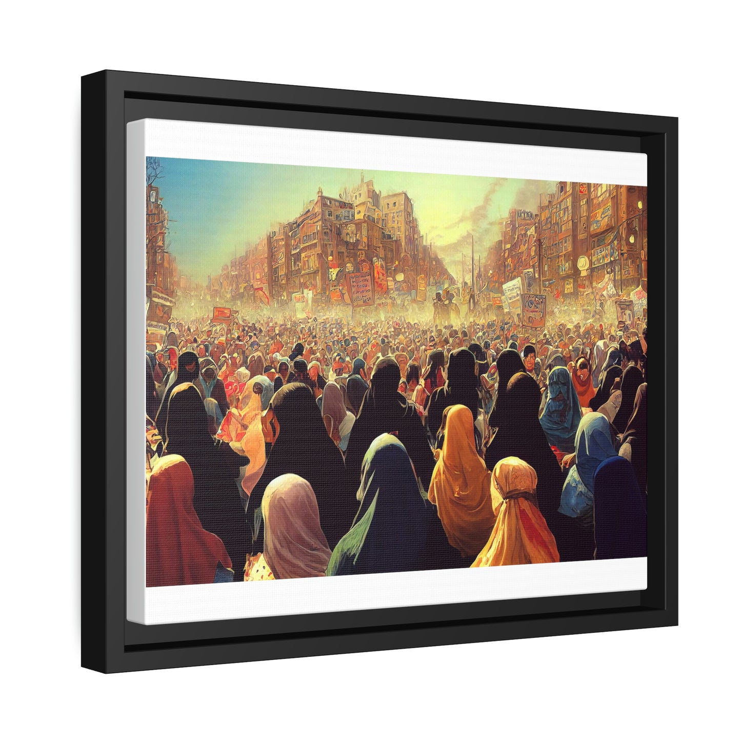 Framed canvas abstract illustration of women's freedom protests in iran Wall Art