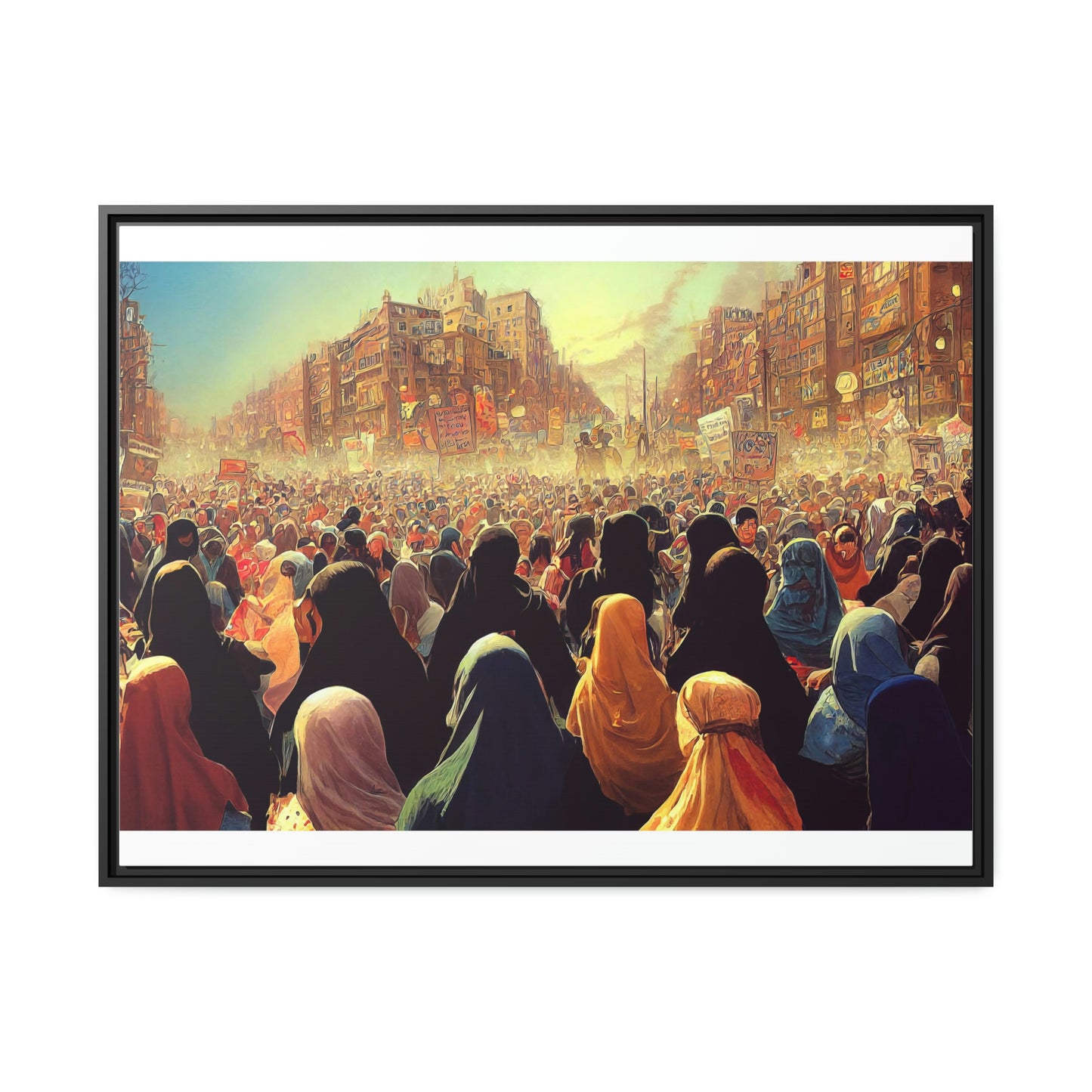 Framed canvas abstract illustration of women's freedom protests in iran Wall Art