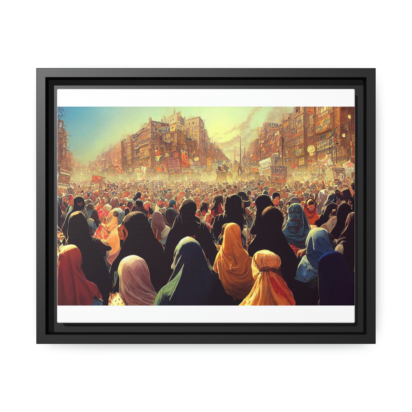 Framed canvas abstract illustration of women's freedom protests in iran Wall Art