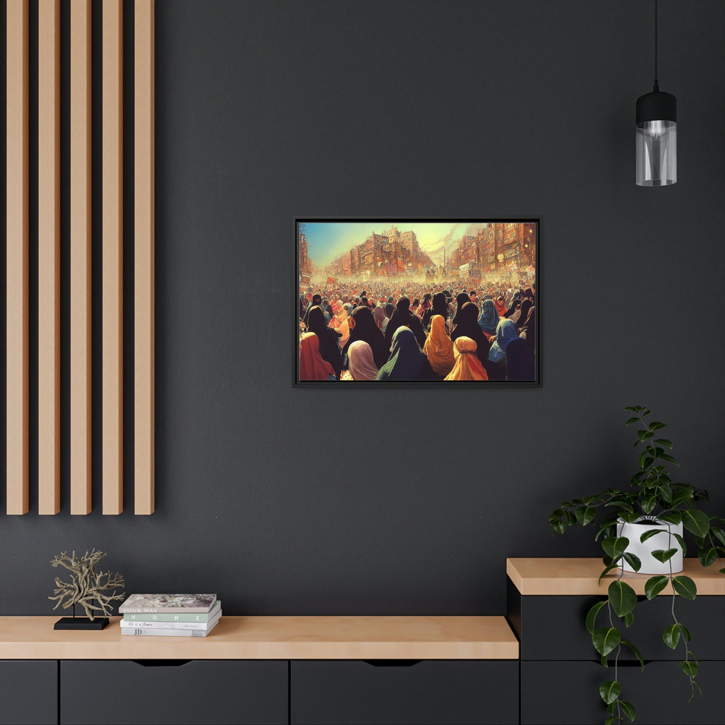 Framed canvas abstract illustration of women's freedom protests in iran Wall Art