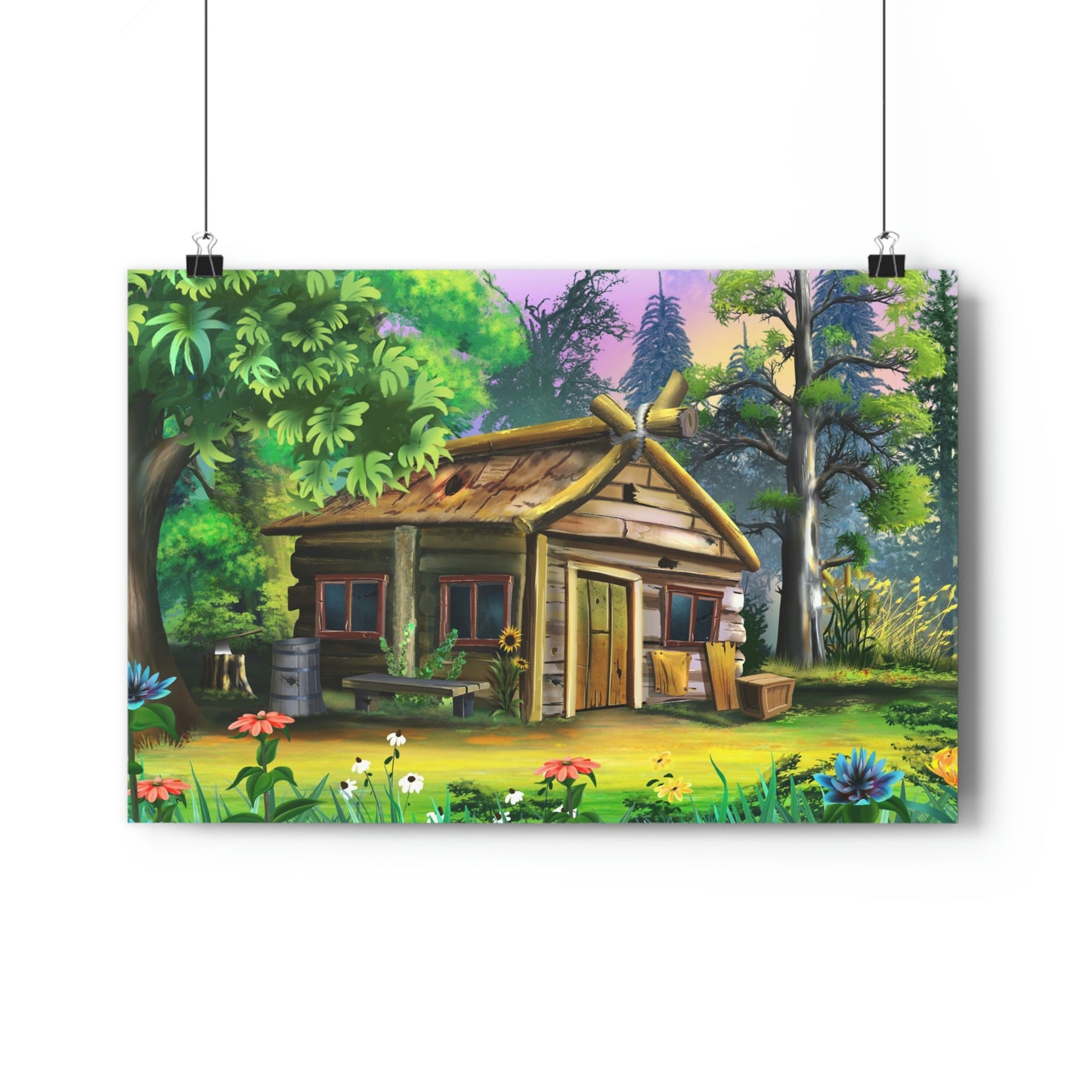 Old rickety wooden house in the village - Giclée Art Print