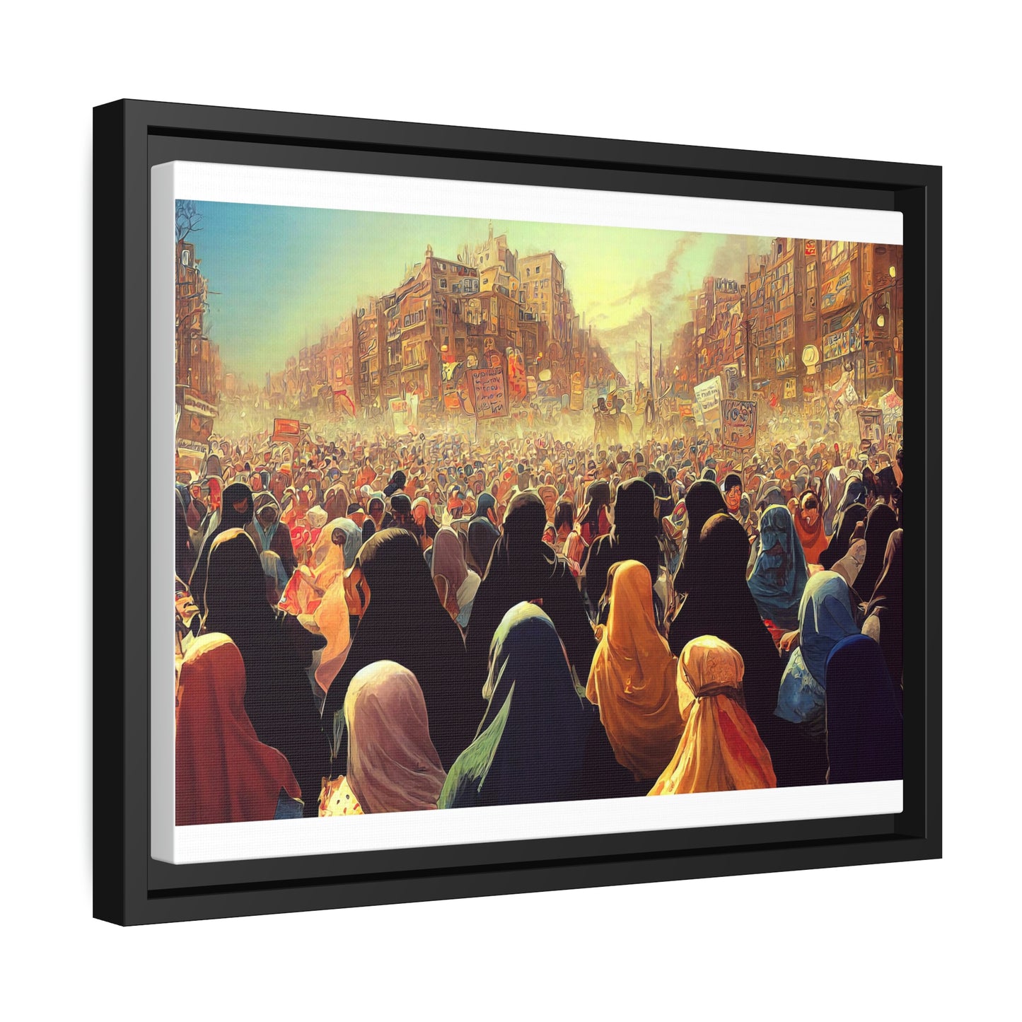 Framed canvas abstract illustration of women's freedom protests in iran Wall Art