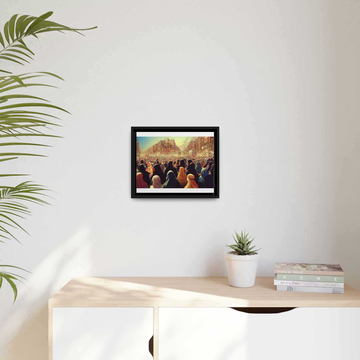 Framed canvas abstract illustration of women's freedom protests in iran Wall Art