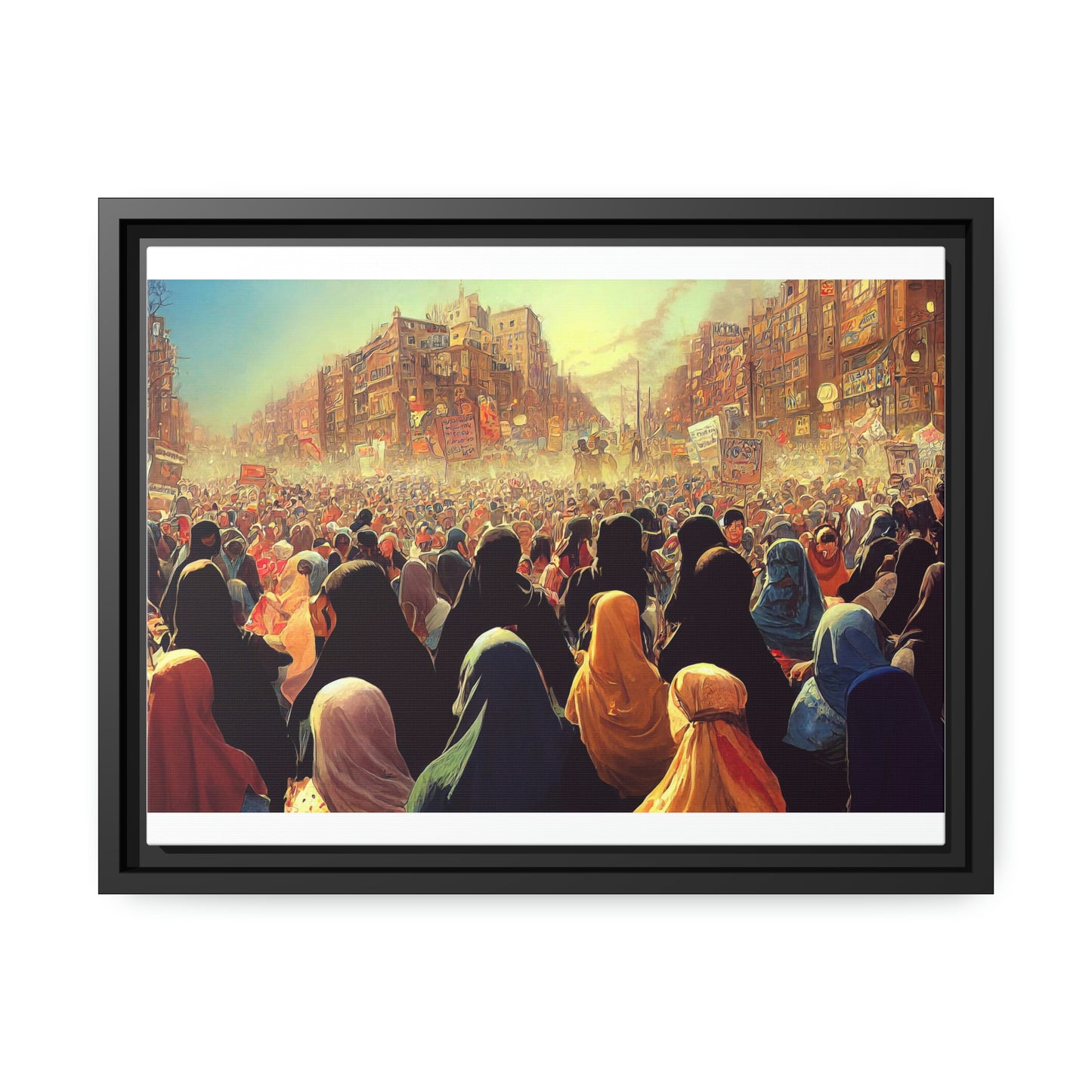 Framed canvas abstract illustration of women's freedom protests in iran Wall Art