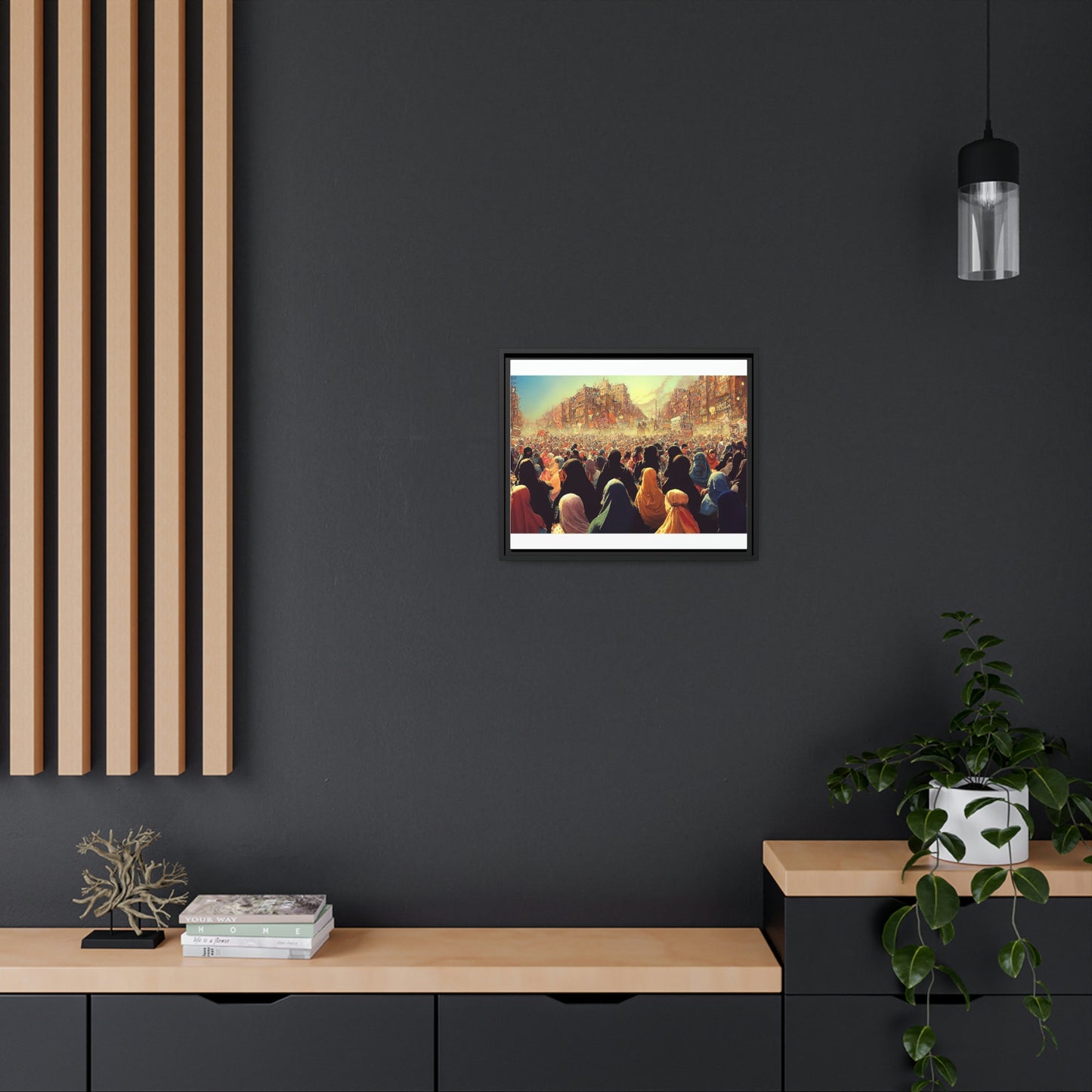 Framed canvas abstract illustration of women's freedom protests in iran Wall Art