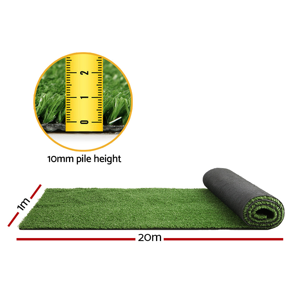 Primeturf Artificial Grass 10mm 1mx20m 20sqm Synthetic Fake Turf Plants Plastic Lawn Olive