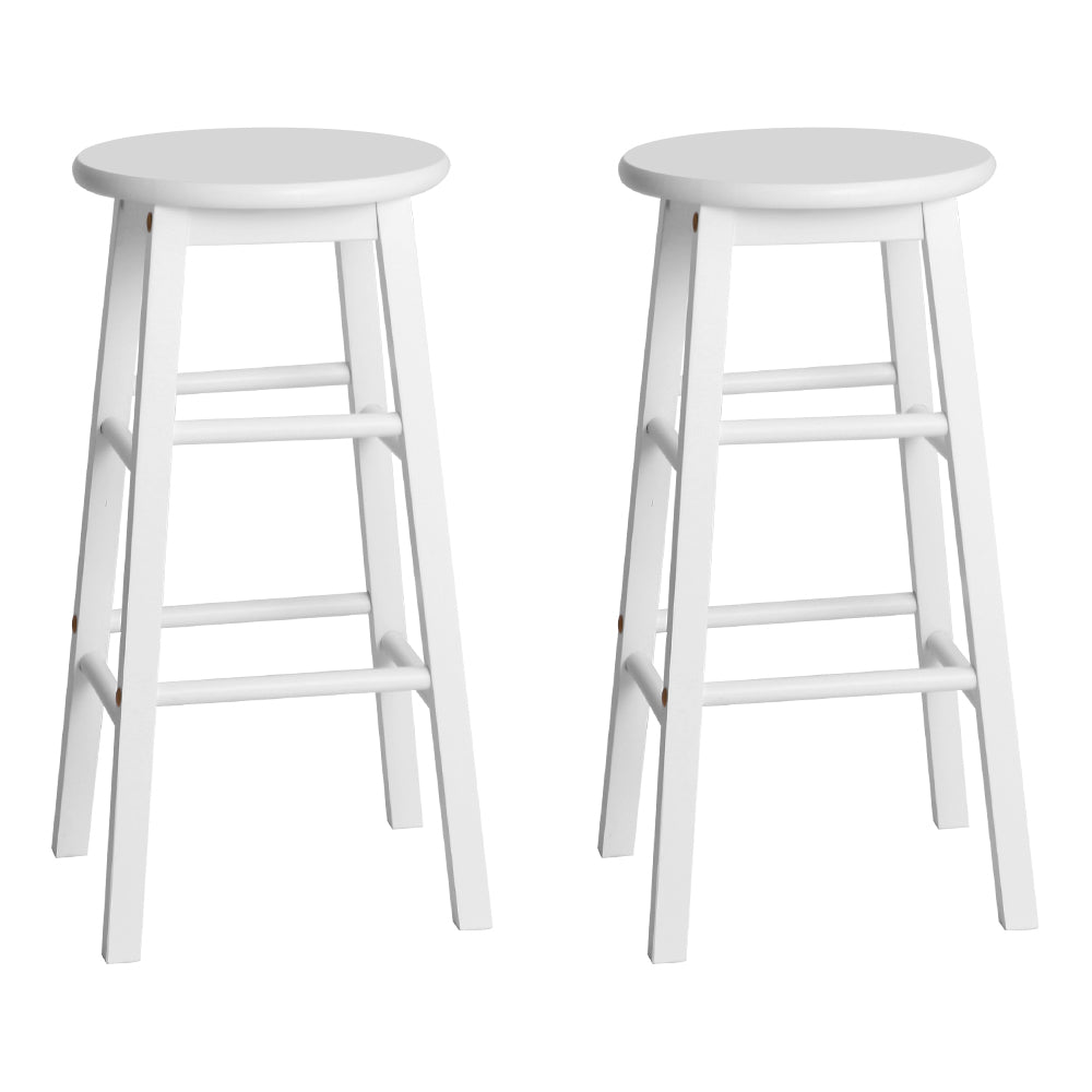 Artiss Set of 2 Beech Wood Backless Bar Stools - White