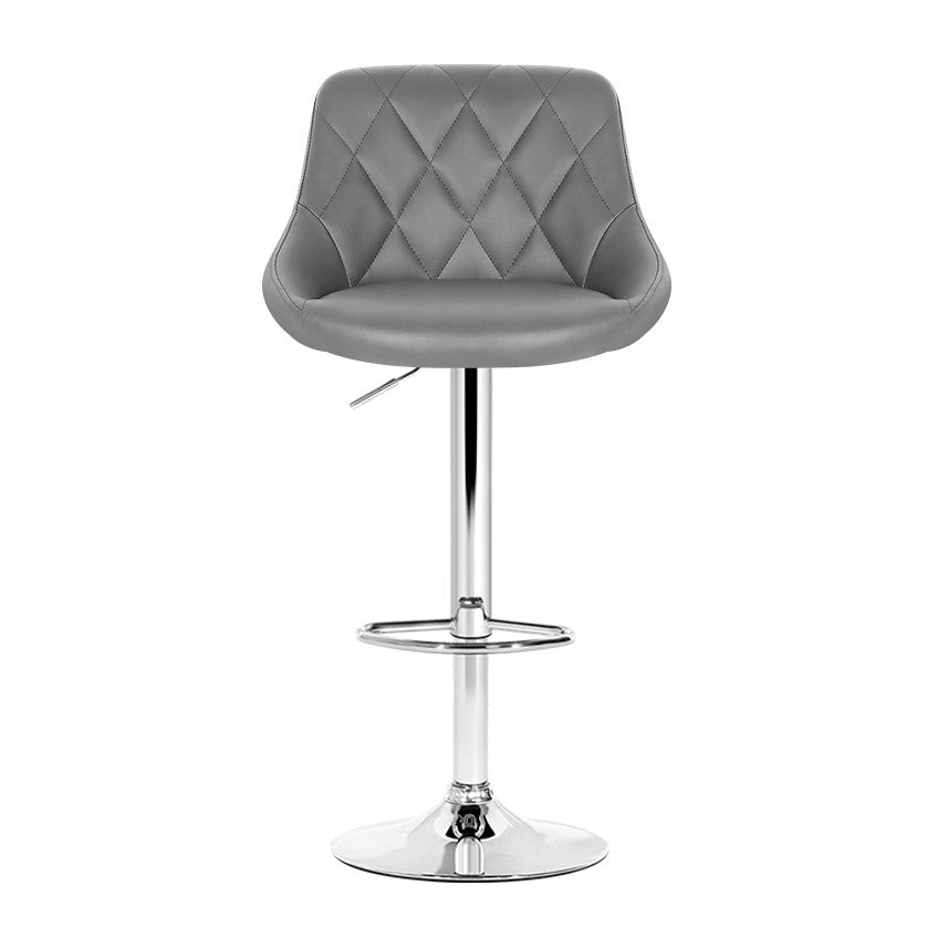 Artiss Set of 4 Bar Stools PU Leather Diamond Style - Grey