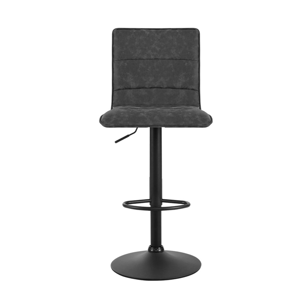 Artiss Set of 2 Bar Stools PU Leather Smooth Line Style - Grey and Black