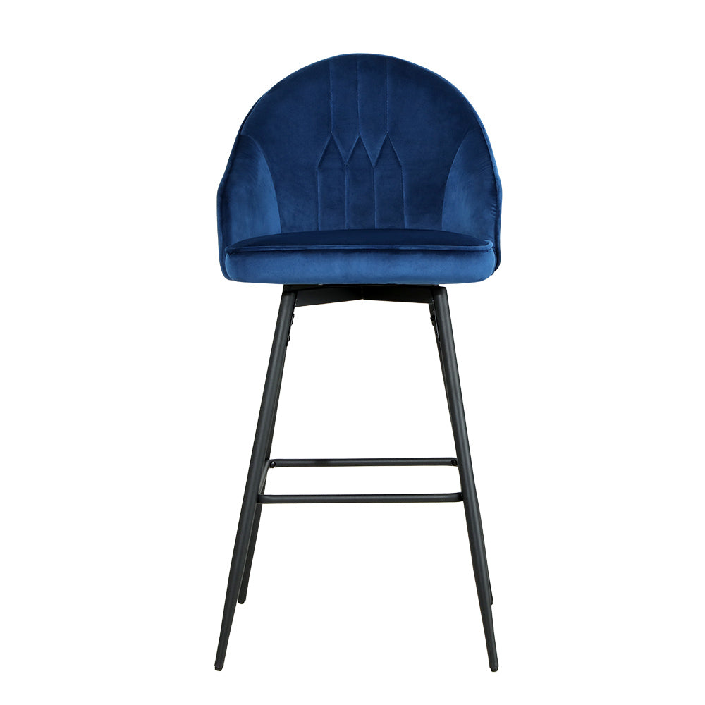 Artiss Set of 2 Bar Stools Kitchen Stool Dining Chairs Velvet Chair Barstool Blue Mesial