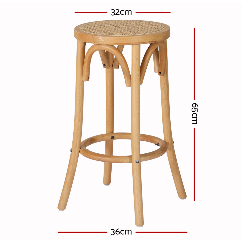 Artiss X2 Bar Stools Wooden Stool Counter Chair Kitchen Barstools Rattan Seat