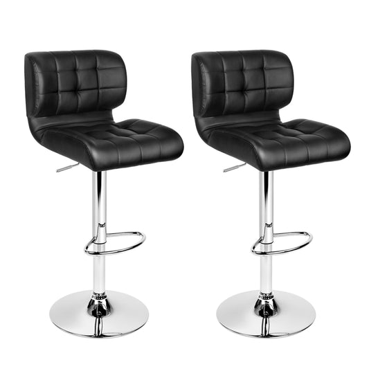 Artiss Set of 2 PU Leather Gas Lift Bar Stools - Black and Chrome