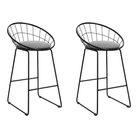 Artiss Set of 2 Bar Stools Steel Fabric - Grey and Black