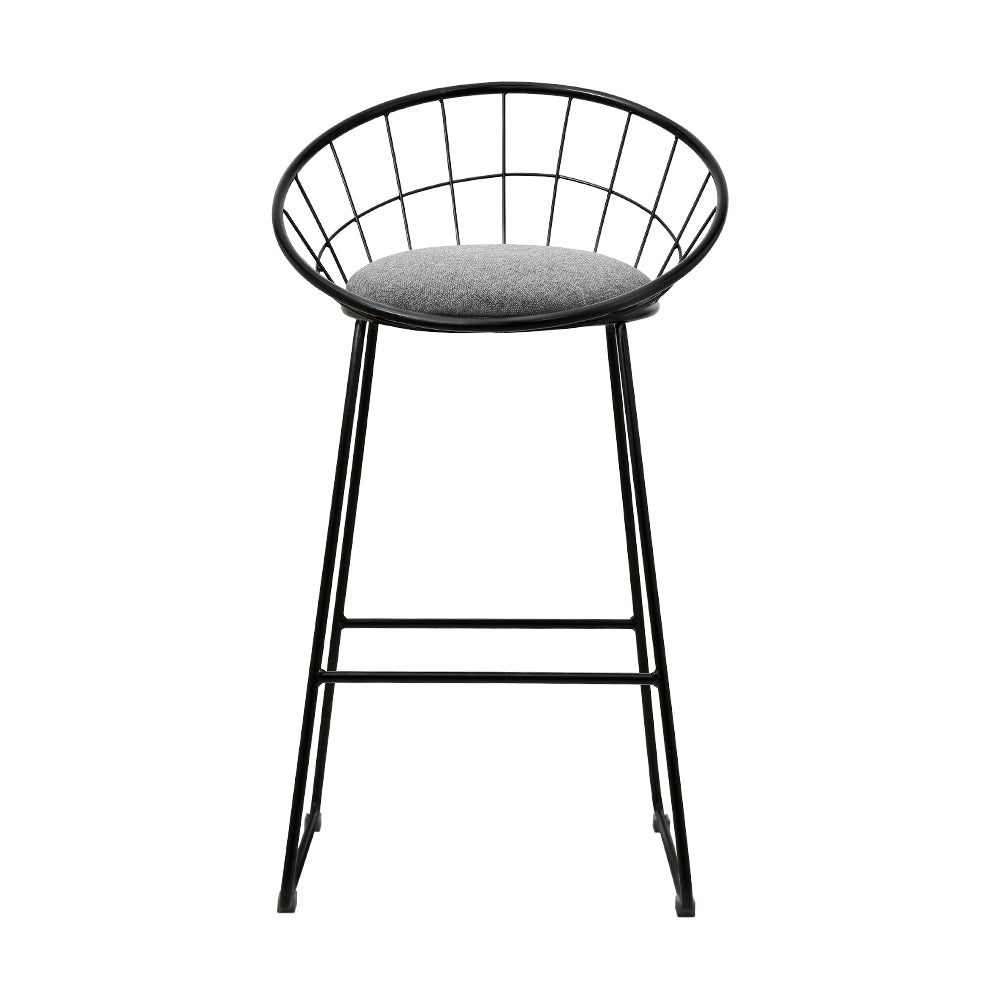 Artiss Set of 2 Bar Stools Steel Fabric - Grey and Black