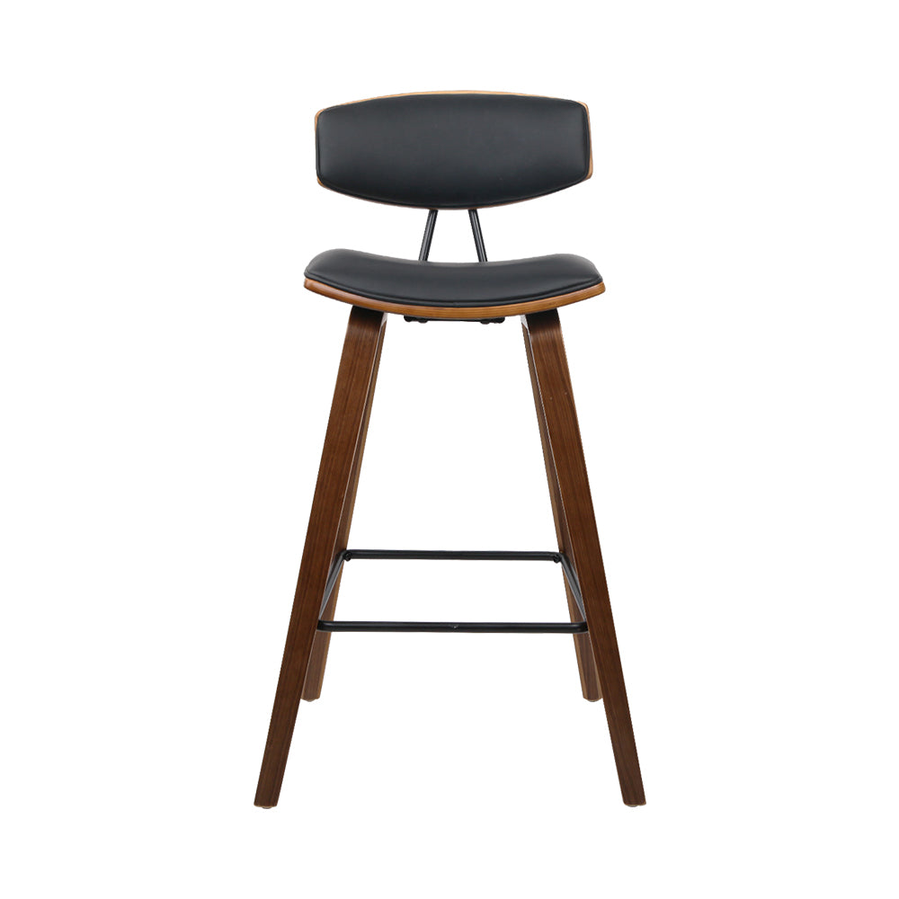 Artiss Set of 2 PU Leather Circular Footrest Bar Stools - Black