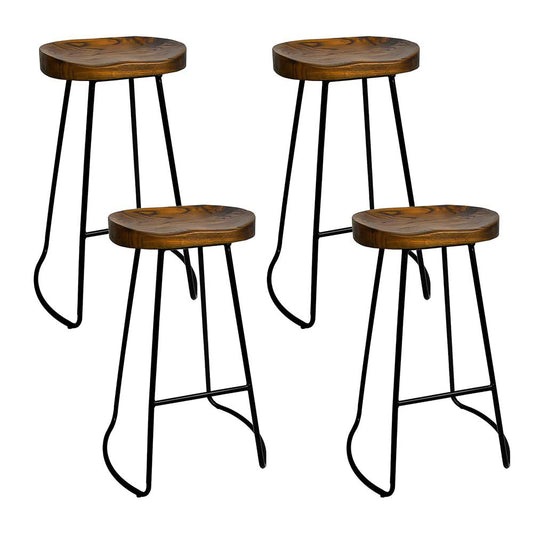 Set of 4 Elm Wood Backless Bar Stools 75cm