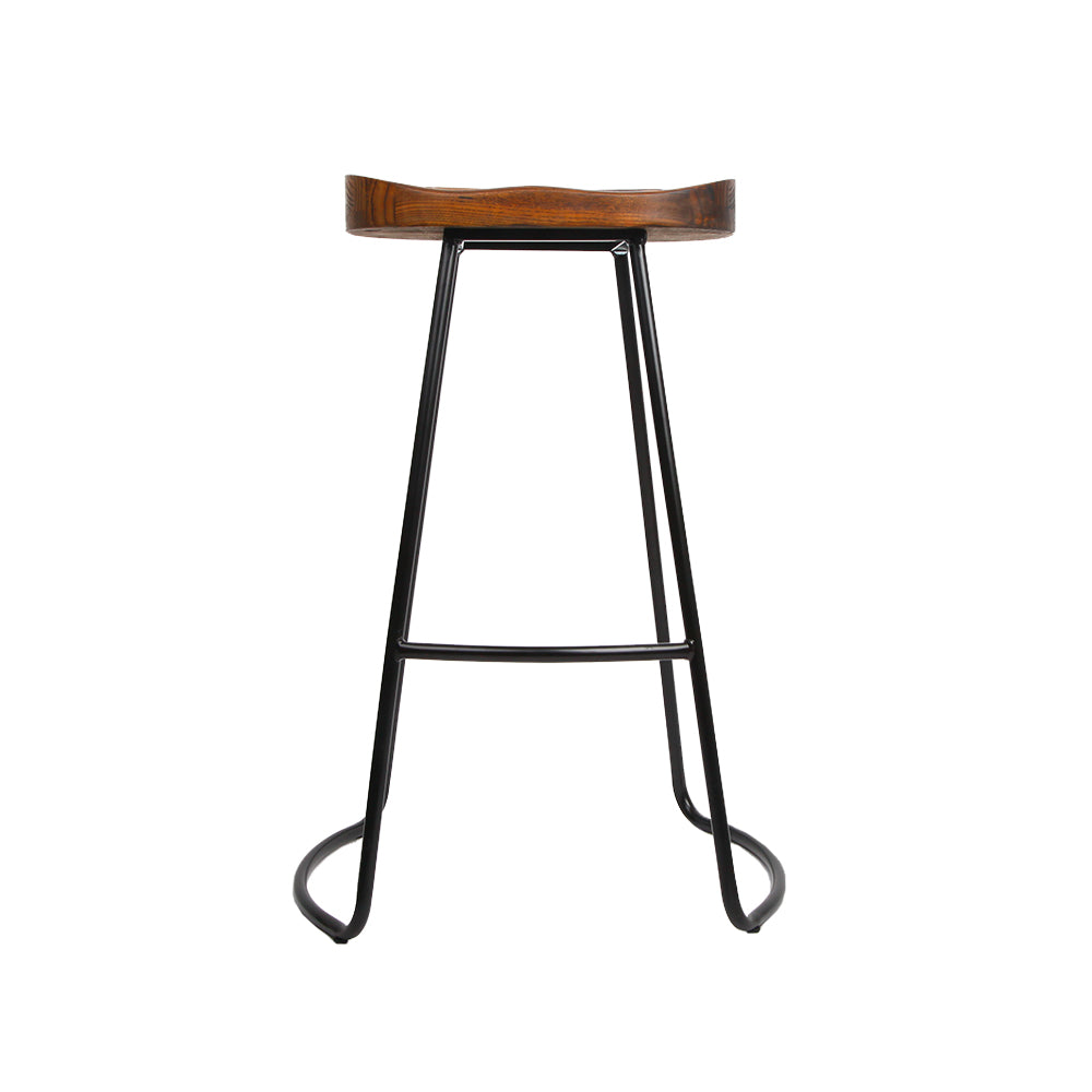 Set of 4 Elm Wood Backless Bar Stools 75cm