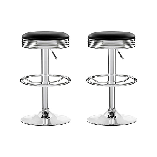 Artiss Set of 2 Backless PU Leather Bar Stools - Black and Chrome