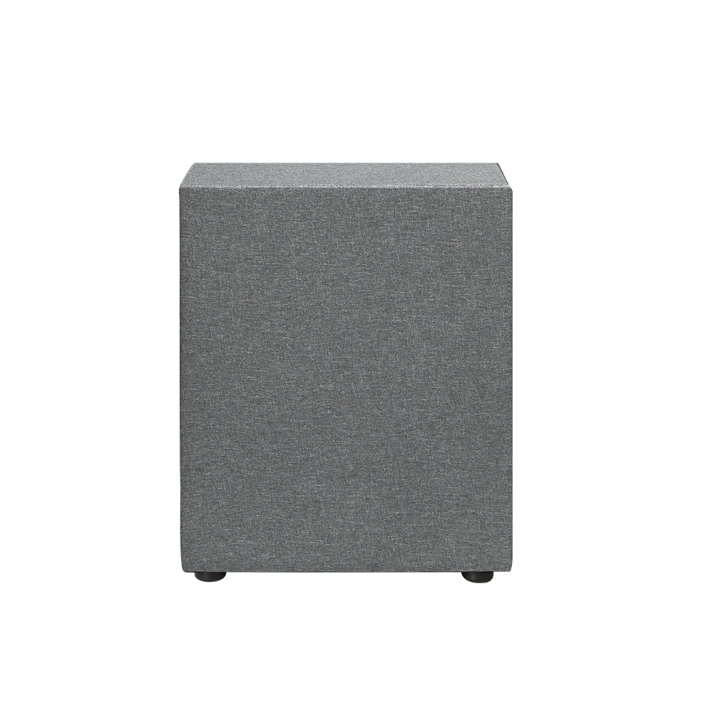 Artiss Fabric Bedside Table - Grey