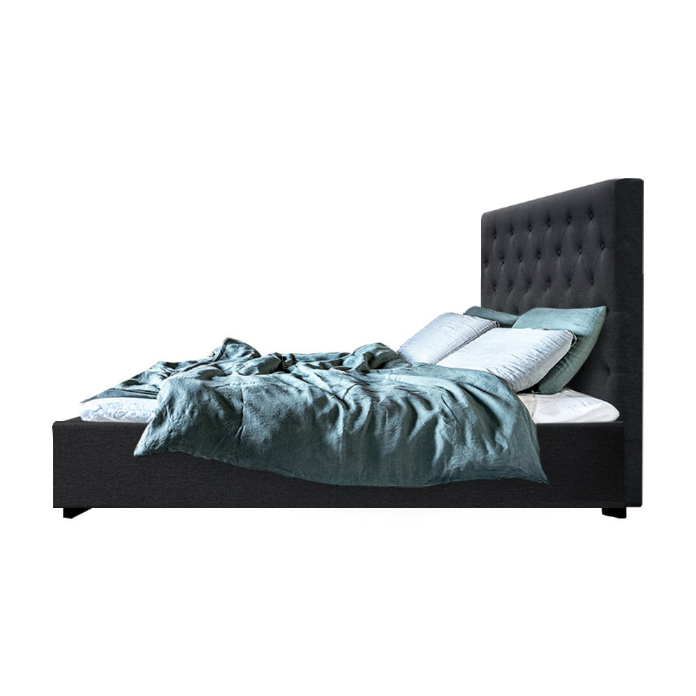 Artiss Bed Frame Double Size Gas Lift Base With Storage Charcoal Fabric Vila Collection