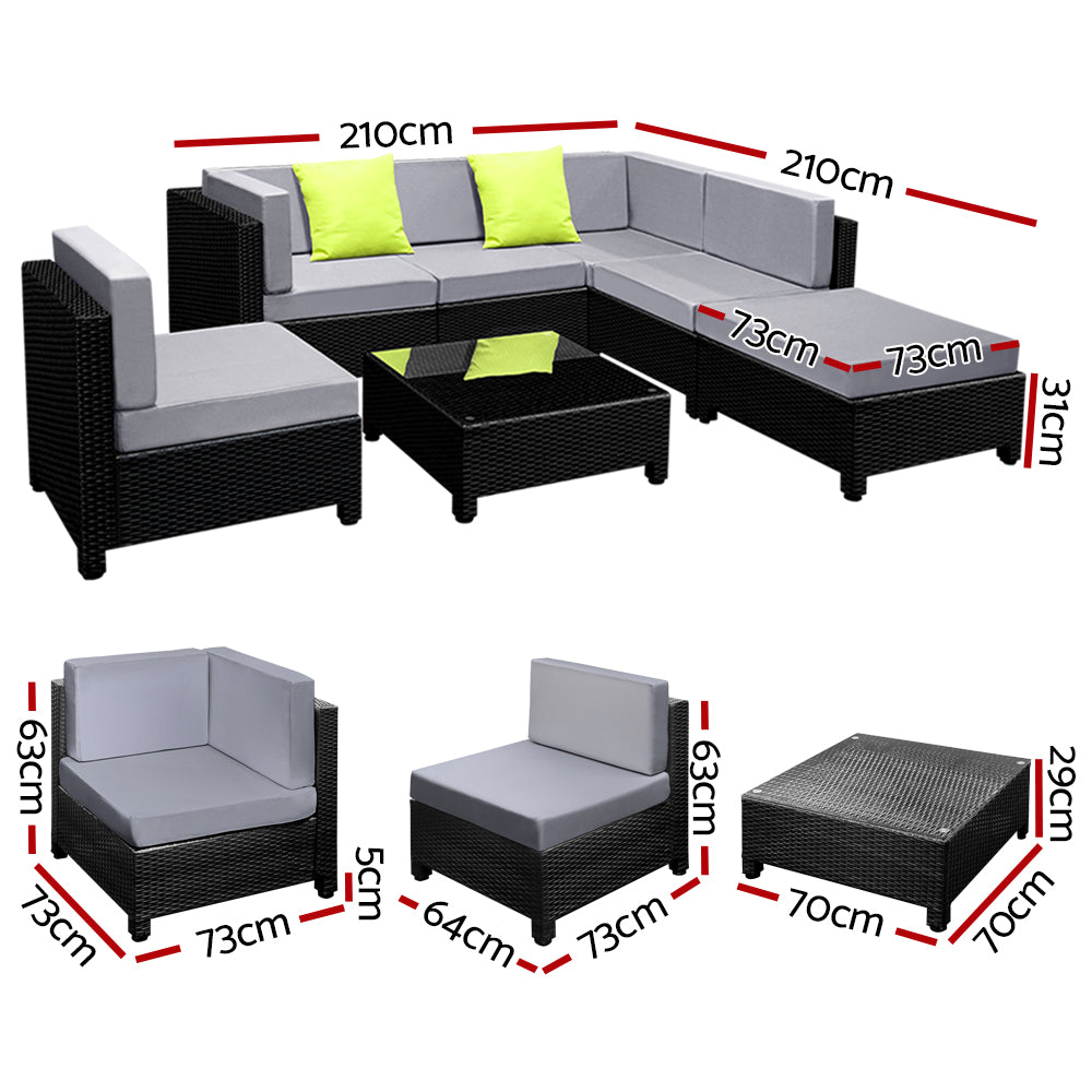 Gardeon 7PC Sofa Set Outdoor Furniture Lounge Setting Wicker Couches Garden Patio Pool