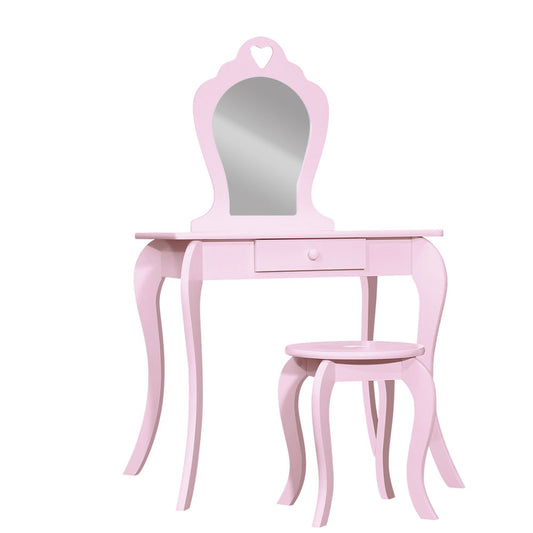 Keezi Pink Kids Vanity Dressing Table Stool Set Mirror Princess Children Makeup