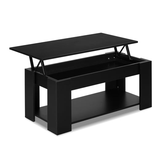 Artiss Lift Up Top Coffee Table Storage Shelf Black