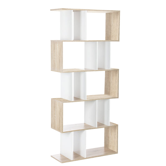 Artiss 5 Tier Display Book Storage Shelf Unit - White Brown