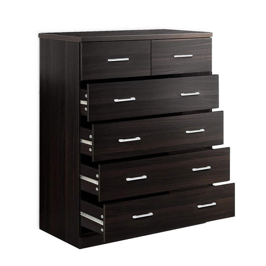 Artiss Tallboy 6 Drawers Storage Cabinet - Walnut