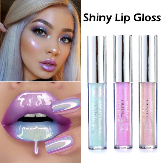 Mermaid Shimmer Waterproof Liquid Lipstick with Crystal Glow and Holographic Effect - Long-Lasting Shiny Lip Gloss with Pigmented Tint