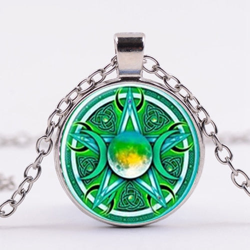 Triple Moon Goddess Wicca Pendant Necklace