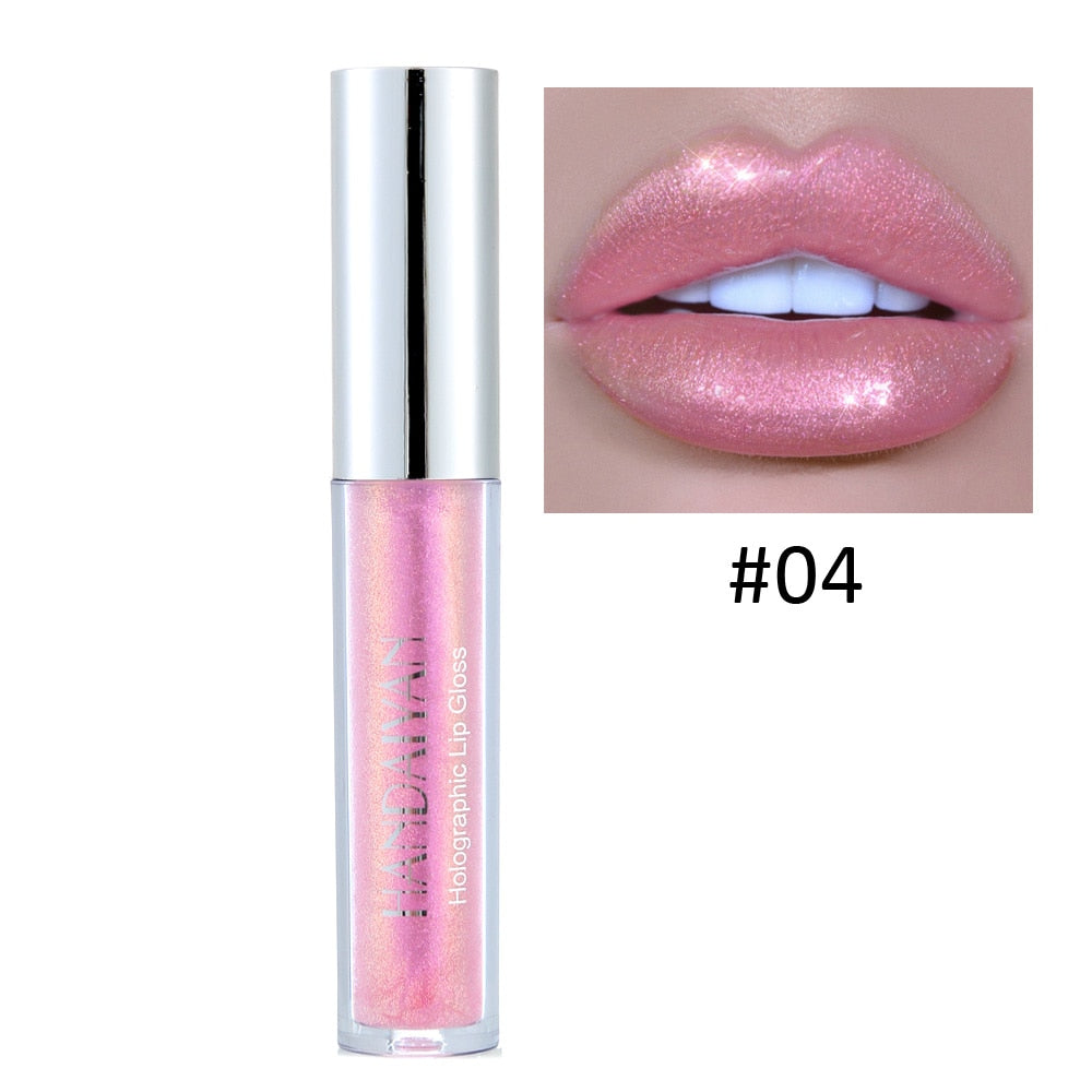 Mermaid Shimmer Waterproof Liquid Lipstick with Crystal Glow and Holographic Effect - Long-Lasting Shiny Lip Gloss with Pigmented Tint