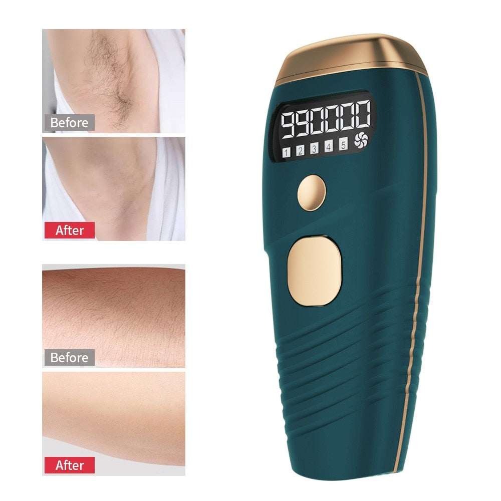 Painless All-Body Hair Removal: The Flash Laser Electric Epilator with 5 Adjustable IPL Levels for Permanent Trimming