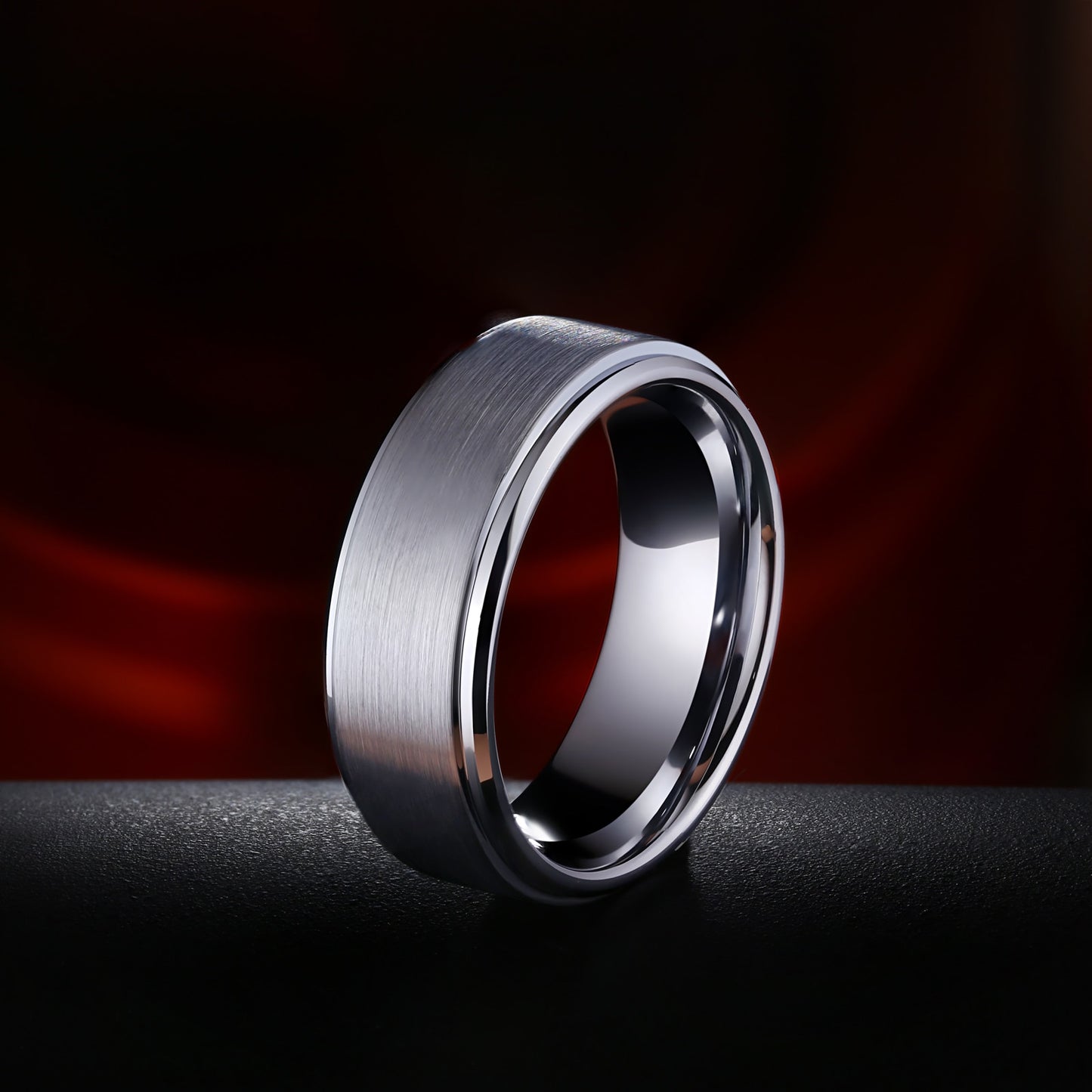 Newshe 8mm Wide Matte Brushed Tungsten Carbide Wedding Bands for Men Silver Color Charm Rings Trendy Jewelry Size 8-13