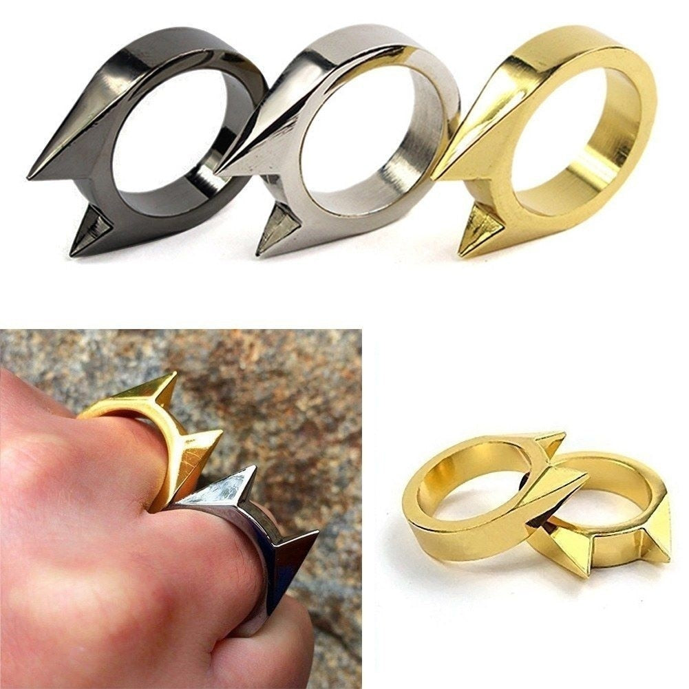 3Pcs Cat Ear Mini Stainless Steel Defensive Ring Self Defense Portable Personal Protection Tool Men's and Women's Metal Rings